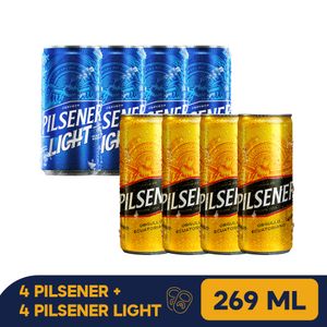4 Pilsener lata 269ML  + 4 Pilsener Light lata 269ML