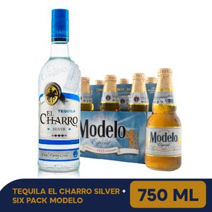 Tequila El Charro Silver 750 Ml + Six pack Modelo