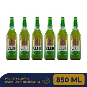 Paga 5 lleva 6 botellas Club Premium 850 Ml