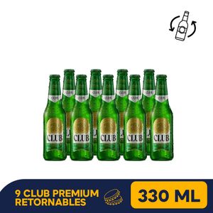 9 botellas Club Premium 330 Ml retornable